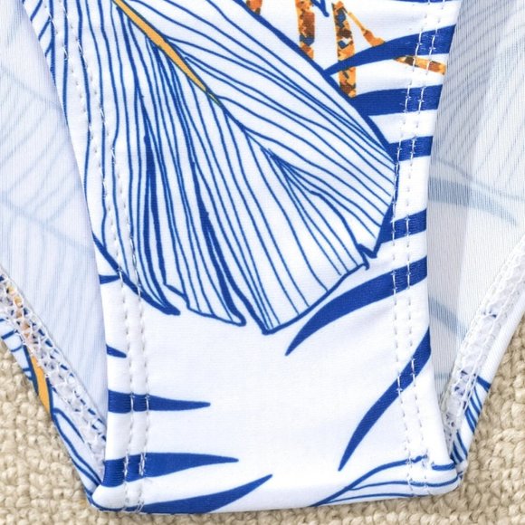 Blue  Print High Waisted 2pc Bikini Swimsuit Bathing Suit - Picture 8 of 9